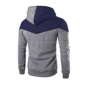 Sudadera con Capucha para Hombre, Diseño Color Block, Corte Ajustado, Gris Marino, Algodón y Poliéster, Felpa Francesa, Estilo Casual para Otoño - Product Image 2