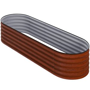 Brown Galvanized 6.4 ft Planter Boxes with Safety Edging for <b>Vegetable</b> Gardening and Nursery <b>Pots</b> - Product Image 1