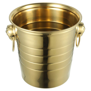 Seau à glace en acier inoxydable doré avec poignées en forme de tête de tigre, style vintage, refroidisseur à champagne et à vin pour la maison, le bar ou l'hôtel - Product Image 1