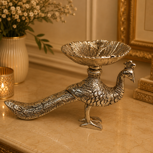 Support de bougie en métal vintage fait main en forme de paon, bol décoratif Urli, centre de table pour la décoration de la maison et du salon - Product Image 6