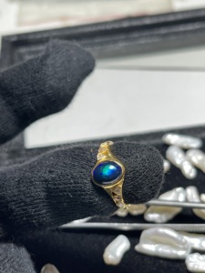 18K Gold Opal Diamond Ring: October Birthstone Fire Opal Ring <b>Silver</b> Ring, Ethiopian Opal Ring Genuine Opal Ring - Product Image 5