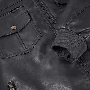 RTS Customized <b>Mens</b> Clothing Natural <b>Sheepskin</b> Winter Leather <b>Jackets</b> With Hooded Motorbike Leather <b>Jackets</b> For <b>Men</b> CP-MLJ-06 - Product Image 6