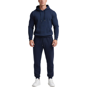 Mens Cotton Gym Tracksuit Outfit <b>Set</b> Hooded Sweatshirt and Jogger Pants Casual Daily Fashion Wear - Product Image 1