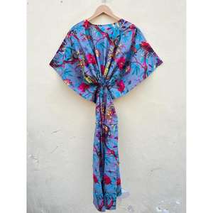 Kaftan en pur coton pour femme, 100 % coton, robes kimono longues, taille XL, vêtements de festival, style oriental, paréos de plage - Product Image 2