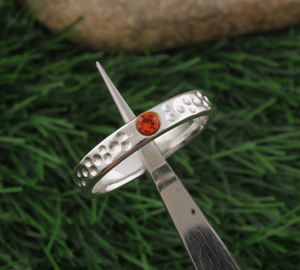 แหวนพลอยควอตซ์สีส้มเงินแท้ 925 ทำมือ คลาสสิก เครื่องประดับงานปาร์ตี้สำหรับผู้หญิง ขายส่ง - Product Image 1