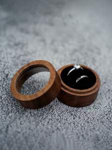 Luxury Handmade High Quality Square <b>Walnut</b> Solid Wood Wedding Ring Proposal Box with Velvet Lining for Earrings and Pendants - Product Image 2