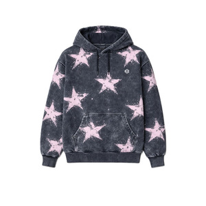 Vintage Wash Star Print Hoodies for Men Cotton Fleece Pullover Streetwear Oversized Fit Acid Wash Casual Wear Custom Logo ODM - Product Image 4