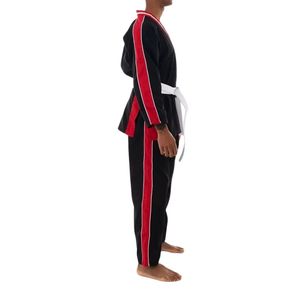 Uniforme de Taekwondo noir à rayures rouges, Dobok professionnel pour maîtres, Dobok de Taekwondo lourd pour maîtres, tenue de compétition. - Product Image 3