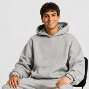 Wholesale <b>Men's</b> Light <b>Grey</b> Contrastline Hoodie's Casual Oversized Breathable <b>Men's</b> <b>Sweatshirts</b> Premium Fleece <b>Men's</b> Pullover - Product Image 5