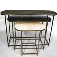 Ensemble de tables gigognes modernes en aluminium et fer |   Tables d'appoint latérales de console à finition mate |   Meubles de salon de luxe pour hôtel