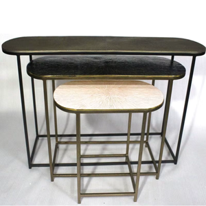 Modern Aluminum Iron Nested Table Set | <b>Matt</b> Finish Console Side End Coffee Accent Tables | Luxury Living Room Hotel Furniture - Product Image 2