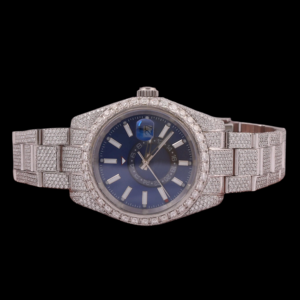 Trendy <b>Blue</b> Color Dial Fully Iced Out Luxurious Moissanite Diamond Stainless Steel Hip Hop Style Wristwatch <b>Man's</b> Jewelry - Product Image 1