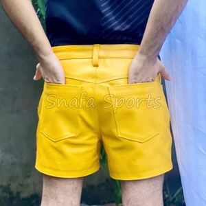 Pantalones Cortos de Cuero para Hombre, para Uso en Exteriores y Gimnasio, con Bolsillos, Estilo Casual, 100% Cuero - Product Image 2