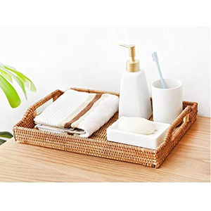 Premium Quality Wholesale Price Rattan <b>Woven</b> Serving Tray Holder Wicker Storage Snacks Usage Tray Multipurpose Decoration Tray - Product Image 2