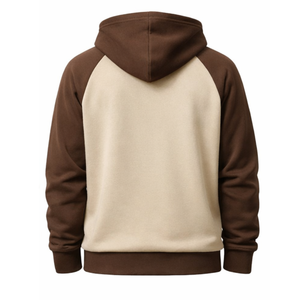 Premium Two-Tone Raglan Sports men's <b>Hoodies</b> dark Brown and <b>Cream</b> Color Pullover High Quality Custom Streetwear - Product Image 2