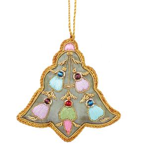 Décorations de Noël en velours satiné brodées à la main, ornées de perles, en forme de globe, de papillon, de girafe, personnalisées - Product Image 3