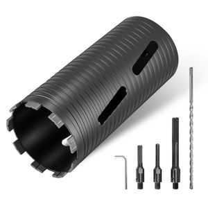 Punta da trapano per muratura e cemento diamantata a secco, diametro 4-1/2 pollici, profondità 9-1/2 pollici, filettatura 5/8-11, 3 adattatori - Product Image 1