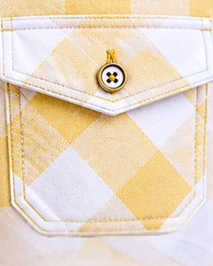Camisa de Franela a Cuadros Blanca y Amarilla para Hombre, Manga Larga, con Botones, Informal, de Algodón, con Bolsillo, Estilo Urbano - Product Image 6