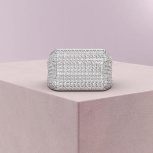 Anillo de boda de banda ancha de plata de ley chapado en rodio con pavé de moissanita para hombre, estilo hip hop, joyería llamativa para fiesta - Product Image 3