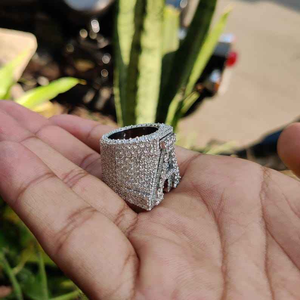 Anillo de Moissanita Personalizado con Letra A para Hombre, Anillo Inicial de Oro Blanco, Estilo Hip Hop, Joyería de Lujo, Regalo - Product Image 6