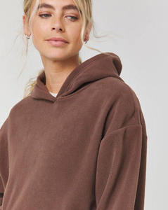 Custom Women's Winter Hoodies Lightweight <b>Fleece</b> Wholesale Breathable <b>Brown</b> Women's Drop Shoulder Hoodies And Sweatshirts - Product Image 3