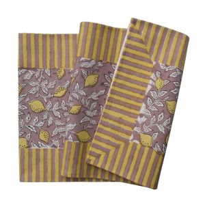 Latest Stylished Modern Printed Cotton Table <b>Runner</b> with Lemon Floral Pattern and Striped Border for Home Dining Decor - Product Image 3