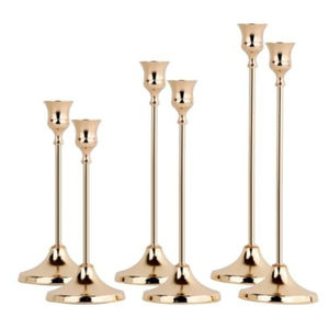 Elegantes Portavelas Cónicos de Metal Chapado en Latón, Juego de 3 Candelabros Decorativos para Centros de Mesa de Boda, Decoración de Mesa para el Hogar - Product Image 2