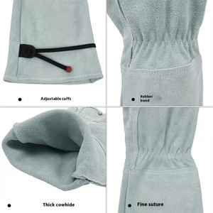 Guantes de seguridad para jardinería y guantes de cuero de vaca resistentes a cortes y mordeduras, ropa de trabajo - Product Image 4