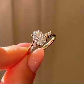 Anillo de Diamante Ovalado de 3.02 CT Cultivado en Laboratorio, Anillo Sorpresa para Mujer, Oro Sólido de 14K, Regalo de Aniversario de Bodas para Parejas - Product Image 5