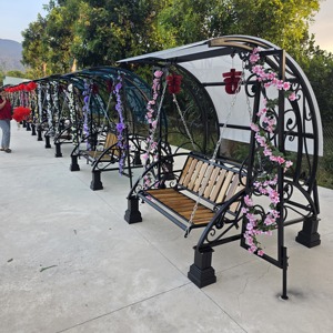 Silla Columpio de Hierro Forjado para Patio y Jardín – Banco Columpio Decorativo para Exteriores con Estructura Resistente y Asientos Cómodos - Product Image 2