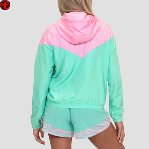 Conjunto Deportivo Cortavientos Color Block para Mujer, Chaqueta y Pantalones Cortos Ligeros, Transpirables e Impermeables para Correr - Product Image 6