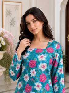 Kurti en coton imprimé Sanganeri pour femmes, haut long à motifs floraux, vêtements décontractés pour femmes, vêtements ethniques, vente en gros, boutique de mode - Product Image 2