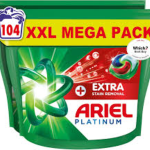 Cápsulas de Detergente para Ropa Ariel Platinum PODS, 104 Lavados (52 x 2), Eliminación Extra de Manchas, Elimina Manchas Secas de 7 Días - Product Image 6
