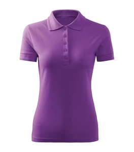 Women's <b>Purple</b> <b>Polo</b> <b>Shirt</b> Short Sleeve Solid Color Casual Knitted Regular Fit OEM Wholesale - Product Image 1