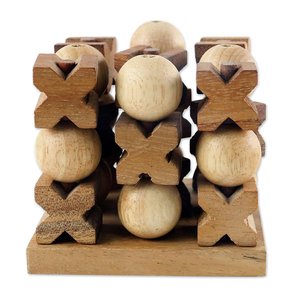 Juego de Tic Tac Toe de Madera, Piezas Geométricas X y O, Decoración Rústica Hecha a Mano para el Hogar, Adorno de Mesa para Sala de Estar, Venta al Por Mayor - Product Image 1