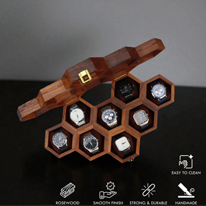 Caja de Almacenamiento para Relojes de Madera Hecha a Mano con Interior de Terciopelo, Estuche Organizador de Relojes de Madera de Lujo para Coleccionistas de Relojes por AYAANS - Product Image 2