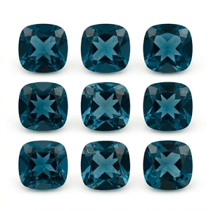 โทแพซสีน้ำเงินลอนดอนธรรมชาติ 8x8 มม. ทรงคุชชั่น เจียระไนเหลี่ยม พลอยหลวม ขายส่งยกชุด |   ผู้จัดจำหน่ายพลอยบลูโทแพซแท้ - Product Image 2