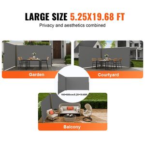 Tenda Laterale Retrattile in Alluminio per Esterni 63 x 236, Schermo per Patio Impermeabile in Poliestere 280g con Protezione UV 30+ - Product Image 6