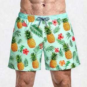 Men's Navy Wave <b>Pattern</b> Quick Dry Swim Trunks Mid Waist Drawstring Casual Board Shorts 100% Polyester Woven Fabric - Product Image 3