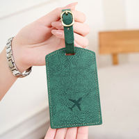 Étiquettes de bagages et porte-adresses personnalisables en cuir véritable, écologiques, portables, luxueuses, mignonnes et tendance pour le voyage