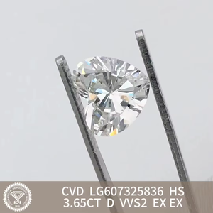 Diamants de laboratoire CVD taille cœur, diamant non monté 3,65 carats D VVS2, diamants de laboratoire pour bijoux - Product Image 2