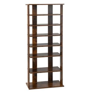 7 Tier <b>Rustic</b> Brown Shoe Rack Double Row with Adjustable <b>Shelves</b> Anti-Tipping Narrow Storage Rack for Entryway Closets - Product Image 3