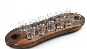 Premium Durable Modern Organic Rounded Wooden Glass Holder with Handmade Minimalist Design for Kitchen Tableware Storage <b>Rack</b> - Product Image 4