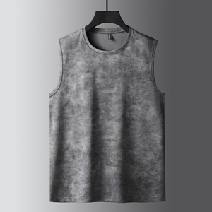 Men 100% Cotton Blank Plain Acid Washed Customizable Breathable Casual Summer Heavyweight Tank Tops <b>Cheap</b> Price OEM Custom - Product Image 1