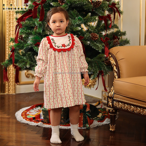 Cô gái bùng nhung ăn mặc với cánh hoa cổ áo và đính cườm thêu ODM bán buôn smocked ăn mặc cho cô gái tại Việt Nam-dr4293 - Product Image 1