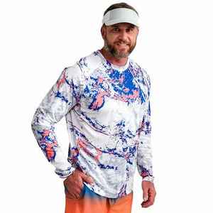เสื้อเชิ้ตตกปลาแขนยาวผู้ชาย สีขาว น้ำเงิน ชมพู พิมพ์ลาย UPF 50 ป้องกันรังสียูวี โพลีเอสเตอร์ สำหรับใส่กลางแจ้ง - Product Image 5