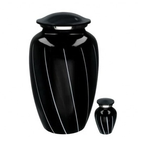 Customized Classic Black White Metal Cremation Urns For Ashes Adult Style <b>Memorial</b> <b>Keepsake</b> Funeral Decorative Standard Size Urn - Product Image 3