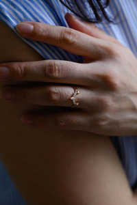 14K Yellow Gold Chevron Lab Grown Diamond Curved Wedding Band <b>Ring</b> - Product Image 2
