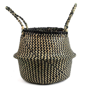 Hand weaving natural seagrass straw folding belly <b>baskets</b> <b>woven</b> <b>basket</b> for home decor best price - Product Image 2