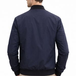 เสื้อแจ็คเก็ตบอมเบอร์สีกรมท่าสำหรับผู้ชายแบบคลาสสิกพร้อมซิปเต็มตัวน้ำหนักเบาสบายๆกันลมเสื้อแจ็คเก็ตสตรีทแวร์สำหรับผู้ชาย - Product Image 2